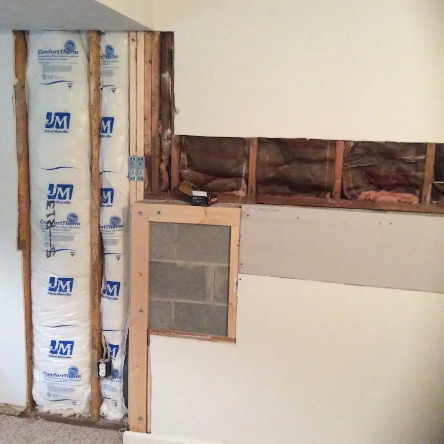 Wall insulation replacement during Basement Flood Cleanup in Thetford